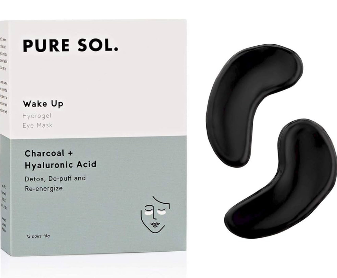 Pure SOL Hydrogel Eye Mask Charcoal + Hyaluronic Acid (Wake Up)